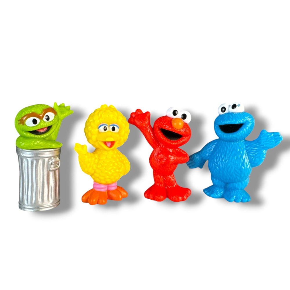 Sesame Street Mini Figure Set Elmo Cookie Monster Big Bird Oscar 3 Inch‎ 4pc